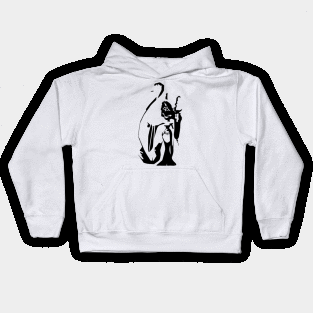 Harp Magician minimal silhouette white Kids Hoodie